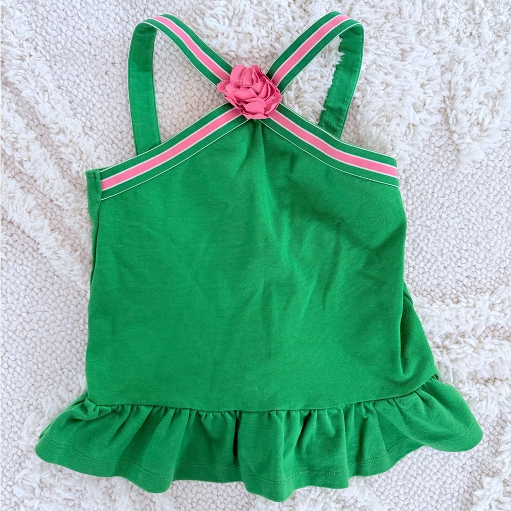 Janie and Jack Green Tank Top with Pink Accents